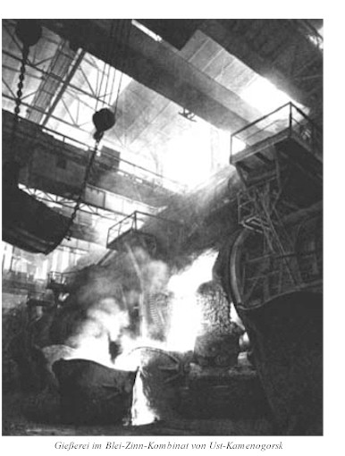 Gießerei im Blei-Zinn-Kombinat von Ust-Kamenogorsk
